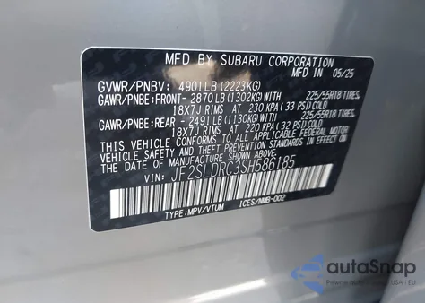 2025 Subaru Forester Limited z USA, uszkodzony, nr VIN JF2SLDRC3SH586185